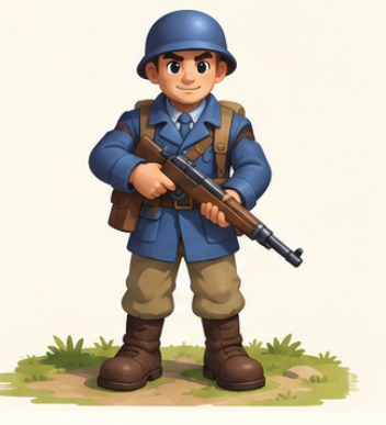 A blue-uniformed Warland soldier